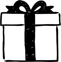 Illustration dessinée d'un cadeau