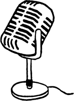 Illustration dessinée d'un micro de podcast